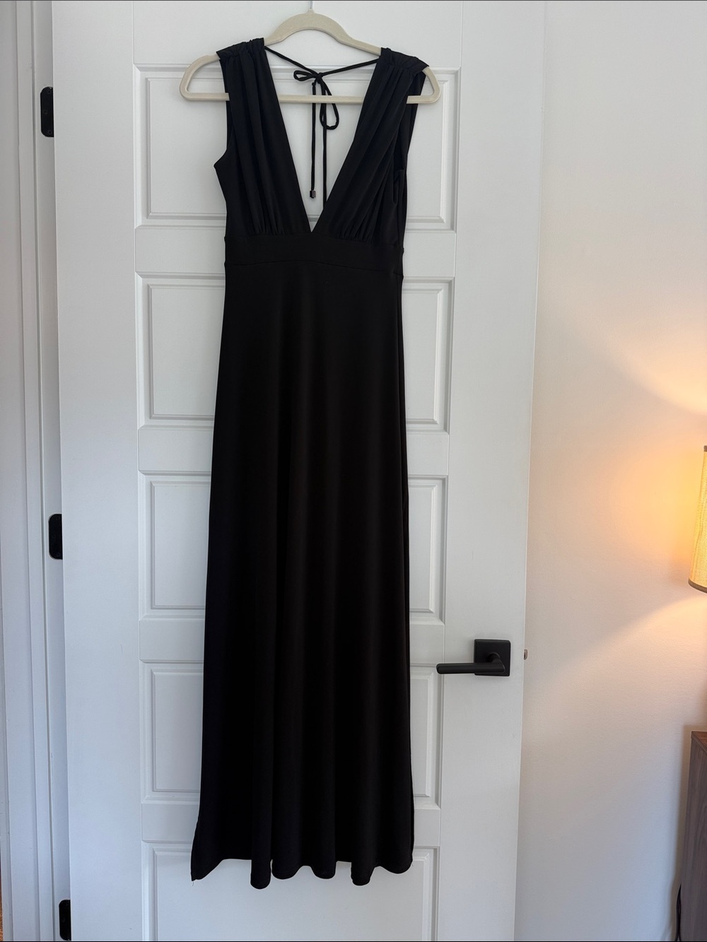 Abbeline Black Deep V-Back Maxi Dress